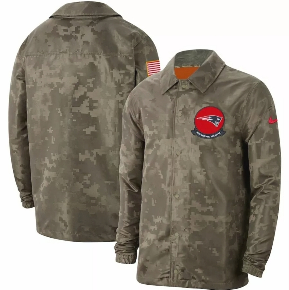 New England Patriots Nike Salute to Service Sideline Full-Snap Camo Jacket